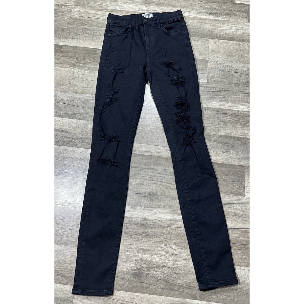 AGOLDE Los Angeles Premium Black Cotton Blend Skinny Jeans Size 26 Distressed‎